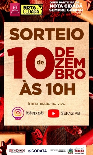 Nota Cidadã faz último sorteio do ano nesta quinta-feira (10)